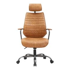 LOOMLAN 25.5 Inch Swivel Office Chair Cigare Tan Orange Industrial_Office Chairs_Moe's Home Tan Office, Modern Office Furniture Design, Home Office Workspace, Adjustable Office Chair, Executive Office Chair, Office Furniture Design, Leather Office, Swivel Office Chair, Office Furniture Modern