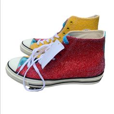 Brand New Without Box. In Excellent Condition With No Flaws Whatsoever. Casual Glitter Converse Sneakers, Casual Multicolor Glitter Sneakers, Glitter High-top Sneakers For Streetwear, Sporty Glitter High-top Sneakers With Round Toe, Trendy Multicolor Glitter Sneakers, Multicolor Converse Sneakers, Casual High-top Sneakers With Glitter Accents, Sporty High-top Glitter Sneakers, Playful Multicolor Converse Sneakers