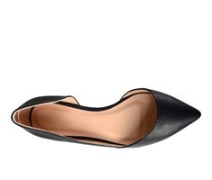 Express your chic style in the modern Cortini flats by Journee Collection. These stylish flat shoes feature smooth uppers and a sleek cut-out design that flatters the foot. Classic pointed toes and small block heels finish the design. Synthetic upper,Slip-on entry,Flat heel,Classic pointed toe,Padded insole for added comfort,Synthetic outsole | Women's Journee Collection Cortni Flats in Black Size 7.5 Medium Chic Block Heel Flats For Office, Chic Office Flats With Block Heel, Chic Office Flats Medium Width, Medium Width Pointed Toe Flats For Office, Pointed Toe Flats For Office, Spring Pointed Toe Flats With Contrasting Heel For Work, Medium Width Ballet Flats With Flat Heel For Office, Sleek Low Heel Pointed Toe Flats For Spring, Spring Workwear Pointed Toe Flats With Contrasting Heel