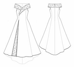 the front and back views of a dress