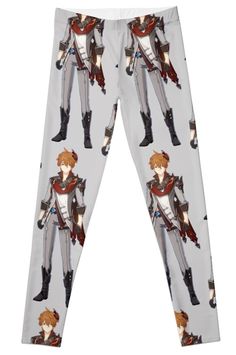 a pair of leggings with an anime character printed on the front and side