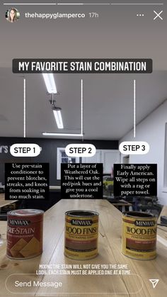 an info sheet describing how to use wood stain