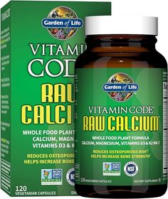 Garden of Life Raw Calcium Supplement for Women and Men - Vitamin Code Made from Whole Foods with Magnesium, K2, Vitamin D3 and Vitamin C, for Bone Strength, Probiotics for Digestion, 120 Capsules Foods With Magnesium, K2 Vitamin, Magnesium Foods, Men's Vitamins, Whole Foods Market, Vitamin D3