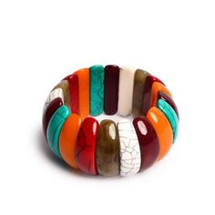 Indulge in the Vibrant Hues of India with Our Multicolor Resin Slice Link Stretch Bracelet Discover the essence of Indian artistry and the mesmerizing beauty of diverse colors with our wide stretch bracelet. Designed in India, this striking bracelet features a delightful array of multicolor resin slice links that exude a sense of vivid charm and culture. Key Features: 🌈 Multicolor Resin: Each slice link is meticulously crafted from vibrant resin, showcasing a spectrum of hues that dance with the spirit of India's rich heritage. 🎨 Artistic Design: The intricate arrangement of the resin links creates a visually captivating mosaic that's a true testament to the artistry and craftsmanship of Indian design. 🌟 Versatile Comfort: The stretch design ensures a comfortable fit for a variety of wr Retro Multicolor Bracelet Jewelry, Retro Multicolor Bangle Jewelry, Multicolor Retro Bracelet As Gift, Multicolor Retro Bracelet For Gift, Multicolor Retro Bracelets For Gift, Trendy Multicolor Stretch Bangle Bracelet, Retro Multicolor Bracelets As Gift, Retro Multicolor Bracelets For Gift, Retro Multicolor Bangle Bracelets