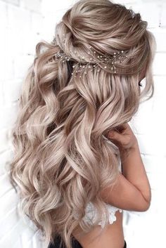 Wedding Hair Half, Long Hair Wedding Styles, Wedding Hairstyles Half Up Half Down, Wedding Hair Inspiration, Bridal Hair And Makeup, Formal Hairstyles