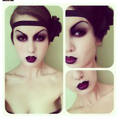 Makeupwithmarina: Gothic Flapper Tutorial 1920s Vampire Makeup, 1920s Goth Makeup, Gothic 1920s Makeup, Vampire Flapper, Flapper Makeup Tutorial, Cabaret Goth Makeup, Burlesque Makeup, 20s Makeup, Maquillage Goth