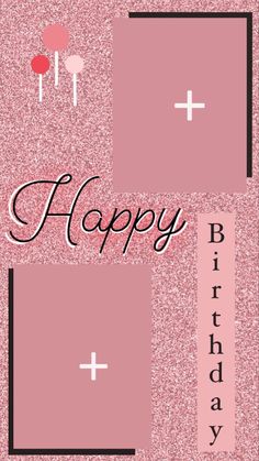 a pink birthday card with two crosses and flowers