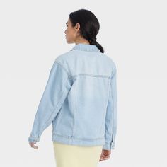 Infuse some vintage-inspired vibes into your casualwear with this '90s Baggy Trucker Jacket from Universal Thread™. Made of 100% cotton, this light-wash denim jacket has a collared neckline with a full-length button-down front, paneled construction with stitching details, long sleeves with buttoned cuffs and four functional pockets. Tailored in a relaxed, long silhouette, this trucker jacket makes a cool layering piece for a variety of off-duty ensembles. Universal Thread™: Found exclusively at Light Wash Denim Jacket, 90s Baggy, Stitching Details, Step Back, Trucker Jacket, Light Wash Denim, Universal Thread, Back In Time, Off Duty