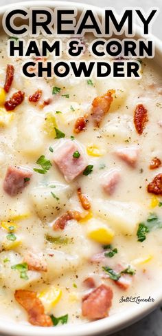 this creamy ham and corn chowder is the perfect side dish for any cold day