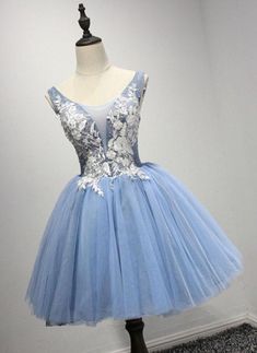 A-Line Crew Neck Blue Appliques Homecoming Dress 2024 Dress Websites, Dress Display, Prom Dresses With Pockets, Blue Homecoming Dresses, Make Your Own Dress, Custom Size Dresses, Dress 2024, Satin Prom Dress, Applique Dress