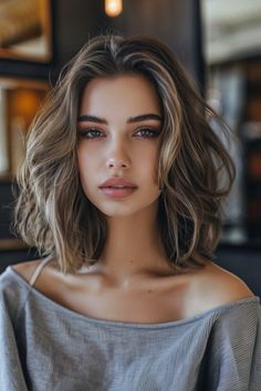 22 Hairstyles for Thick Hair That Will Turn Heads Young Woman Aesthetic, Textured Long Bob, Honey Balayage