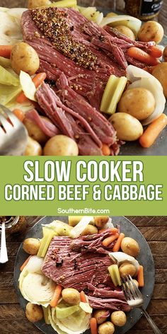 the slow cooker corned beef and cabbage is ready to be cooked in the oven