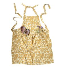 Yan Summer Harvest Apron Aprons Ichcha Orange Apron, Red Gingham Apron, Apron Yellow, Yellow Apron, Ditsy Apron, Summer Harvest, Craft Apron, Yellow Mustard, Handwoven Fabric