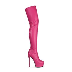 Shop Pink Pleaser Boots Matte Women's Dance Platform Stiletto Stretch Thigh High Boots color Pink for  with worldwide Free shipping & Free return. Fitted High Heel Platform Boots For Club, Pink Heeled Party Boots, Pink Fitted Heeled Boots For Party, Fitted Pink Heeled Boots For Party, Pink High Heel Club Boots, Pink High Heel Boots For Club, Pink Knee-high Platform Boots For Party, Fitted Pink Knee-high Heeled Boots, Pink Fitted High Heel Knee-high Boots