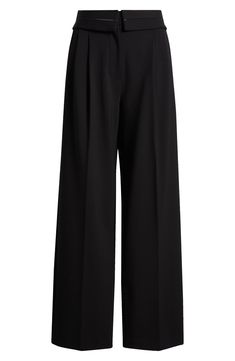 Sharp pleats enhance the flowy movement of these wide-leg pants crafted from shape-retaining ponte fabric. 30" inseam; 19 1/2" leg opening; 12 1/2" front rise (size 4) Zip fly with hook-and-bar closure Lined 75% viscose, 20% polyamide, 5% elastane Machine wash, line dry Imported Ponte Pants, Autumn Sales, Nordstrom Store, Black Fits, Rag & Bone, Leg Pants, Wide Leg Pants, Top Brands, Wide Leg