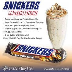 an advertisement for snickkers golden shavings milkshake and granola