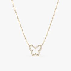 Embrace grace and elegance with this enchanting Diamond Butterfly Cutout Necklace. This captivating piece features a delicate butterfly silhouette meticulously crafted from 14k yellow gold. Sparkling diamonds are scattered throughout the butterfly's wings, creating a shimmering display of light and brilliance. - Handmade - Solid Gold - Natural Diamonds  - G Color, SI Quality Diamonds - The Dimension of the Butterfly: 8 x 9 mm - Total Diamond Carat Weight: 0.07 ctw 🛠 Your Sarah Elise piece is handcrafted with care! Ready-to-ship items go out within 3 business days. Made-to-order pieces typically take 7-10 business days to create. If you need something sooner, please contact us - we'll see if we can make it happen! For estimated shipping dates and tracking, check your Etsy account under 'Or Elegant Anniversary Butterfly Charm Necklace, Elegant Butterfly Necklace For Anniversary, Elegant Rose Gold Butterfly Necklace, Elegant 14k Gold Butterfly Necklace, Dainty Formal Butterfly Charm Necklace, Dainty Butterfly Necklace For Formal Occasions, Delicate Butterfly-shaped Necklace For Formal Occasions, Elegant Butterfly Necklace With Delicate Chain, Delicate White Gold Butterfly Necklace