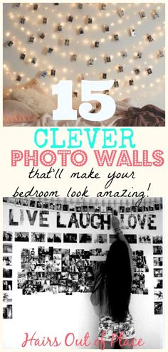 Bedroom Ideas College Apartment, Photo Wall Ideas, Diy Photo Wall, Diy Wall Decor For Bedroom, Photo Walls, Bedroom Pictures, Bedroom Photos, Wall Bedroom