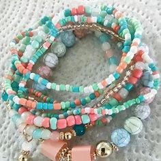 Stackable Bead Bracelets Ladies Stretch Multilayer Bracelet Set Multicolor Jewelry (One Size Pink & Blue Tone): - Feel To Mix And Match Them For Your Pleasure According To Your Ever-Changing Ideas. - Made Of Top Material: Metal, Acrylic Beads. Elastic Band Approximately 4 Inches In Diameter. Bracelet For Everyday Wear Or Any Important Occasion. - It Can Be Worn In Whole Or In Part. - Bracelets Of Different Colors Will Have Different Aesthetics And Can Match Your Style. -Best Gift - Sets Of Boho Bracelets That Symbolize Freedom Are The Perfect Gift For Girlfriends, Wives, Sisters, Daughters, Moms, And Friends. - That Means You Want Them To The Time. They Will Certainly Look Happy When Heishi Jewelry, Bracelets Pink, Vintage Bangle Bracelets, Multicolor Jewelry, Perfect Gift For Girlfriend, Different Aesthetics, Blue Tone, Boho Pendant