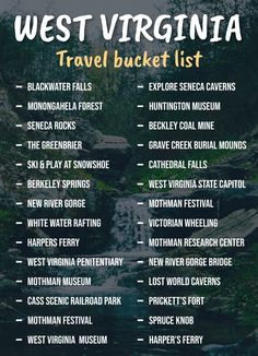 the west virginia travel bucket list