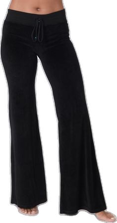 Black Flare Loungewear Pants, Black Flare Bottoms For Loungewear, Trendy Black Flared Wide Leg Pants, Trendy Black Wide Leg Flare Pants, Trendy Black Flare Wide Leg Pants, Chic Flare Bottoms For Loungewear, Casual Flare Wide Leg Pants For Night Out, Chic Flare Pants For Loungewear, Velour Pants