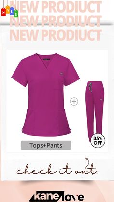 Women Fashion Elastic Surgical Wear V-neck Short Sleeve Hospital Nurses' Wear Suit Fitted V-neck Sets, Stretch V-neck Workwear Sets, Pink Stretch V-neck Sets, Stretch V-neck Sets For Workwear, Pink V-neck Stretch Sets, Pink V-neck Set For Work, Pink V-neck Workwear Set, Purple V-neck Summer Sets, Hospital Nurse