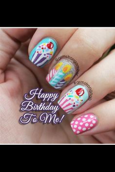 Bday nails Bday Nails, Neat Nails, Mail Ideas, February Nails, 28th Birthday, Girlie Girl