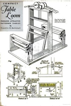 an old fashioned table loom is shown in this drawing from the early 1900's