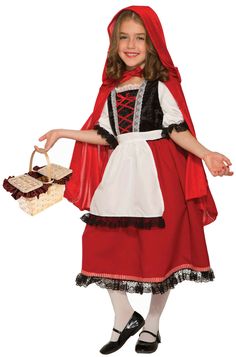 Hooded cape, Dress, Apron, Basket not included Pretty Little Red Riding Hood Deluxe Child Costume (Large) Product Description: Hooded cape Dress Apron Basket not included Manufacturer's Size Chart: Returns: To receive return instructions, please open a return request through eBay. Most returns are processed within 1-2 weeks from the day we get it back. All shipping charges (original and return shipping) are the buyer’s responsibility. Returns may take a little longer to process during Halloween Red Hood Costume, Little Red Riding Hood Costume, Riding Hood Costume, Cute Red Dresses, Red Riding Hood Costume, Costumes For Teens, Hooded Dress, Long Red, Cape Dress