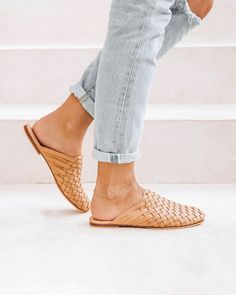 Slip On Sandals Outfit, Rattan Sandals, Mule Shoes Outfit, Mules Outfit, Woven Mules, Woven Shoes, Sandals Outfit, Leather Mules, Leather Slip Ons