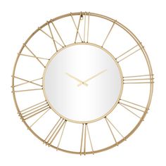 a clock that is made out of metal and has a mirror on the front of it