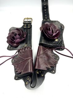 Have you ever gone handsfree in style before!? Now you can- Naytures Empire leather belts are made from soft leather and created to last a lifetime. Never lose anything again, or get your shoulders weighed down from a purse. Our best selling rose belt is the perfect fit for YOU!  Black soft leather base with purple rose and leaf pockets. This will fit the iPhone 15 plus max pro with case on.  This belt is a practical fashion item that is both stylish and functional. It is made of black soft leat Diy Belt Bag, Rose Belt, Belt Bag Leather, Leather Utility Belt, Belt Pocket, Festival Belt, Travel Belt, Leather Rose, Practical Fashion