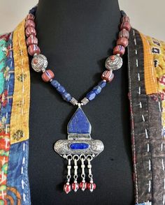 Yemeni inlaid lapis lazuli Turkomen pendant & Venetian old trade beads necklace. | eBay King Midas, Bead Pendant Necklace, Style Moodboard, Wearing Jewelry, After Giving Birth, Giving Birth, Bead Pendant, Beaded Pendant Necklace, Trade Beads