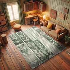 a living room filled with furniture and decor on top of hard wood flooring next to a window