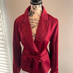 Brand New Lulu Red Jacket. Gorgeous On. Burgundy Long Sleeve Outerwear For Office, Burgundy Long Sleeve Office Outerwear, Formal Red Long Sleeve Outerwear, Winter Party Burgundy Blazer, Red Lapel Collar Blazer For Party, Burgundy Long Sleeve Blazer For Party, Burgundy Long Sleeve Outerwear For Party, Red Fall Party Blazer, Elegant Red Outerwear For Night Out