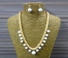 Indian Jewelry Pearls Necklace Earrings Fashion CZ White Crystal Stone Jewelry Party Wear Handmade Gold Plated Wedding Bridal Casual Jewelry Jewelry Pearls, Crystal Stone Jewelry, Necklace Indian, Pearl Jewelry Wedding, Indian Necklace, Earring Trends, Pearl Jewelry Necklace, Casual Jewelry, Pearls Necklace