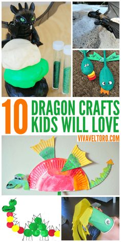 10 dragon crafts for kids to make with paper plates, glue and other crafting supplies