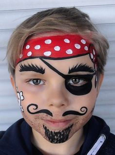 Carnaval Make-up, Pirate Makeup, Pirate Face, Skull Bandana, Christmas Face Painting