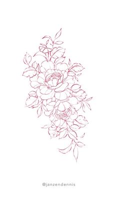 a drawing of some flowers on a white background