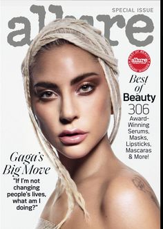 a woman with blonde hair is featured on the cover of a magazine called allure