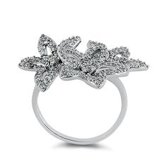 Top of ring height: 24mm

         Top of ring width: 28mm

      Band width:  1.5mm

      Shank width: 1.3mm

    
        Stone material:  clear cubic zirconia  

      Stone shape:  round

      Total number of CZ    stones: 75

      Stone setting:  prong setting

   
       Metal:  925 sterling silver

      Plating:  rhodium plated    (what is rhodium?) What is Rhodium? 
 
   If you're not familiar with Rhodium, it's a rare metal in the platinum   group, and at over $20,000 per KG, it's a Stone Material, Stone Setting, Cz Ring, Cz Stone, Stone Settings, Rhodium Plated, Prong Setting, Heart Ring, Cubic Zirconia