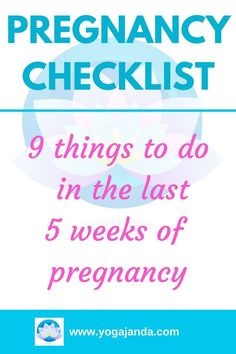 the pregnant woman's checklist is shown in pink and blue, with text overlay