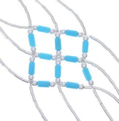 the blue and white beads are attached to wires