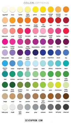 the color chart for two different colors