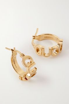 GUCCI Gold-tone hoop earrings | NET-A-PORTER Red Earing, Gucci Earrings, Trending Looks, Chunky Earrings, Accessories Luxury, Damaged Hair Repair, Luxury Women Fashion, Fashion Jewelry Earrings, Gold Tone Metal