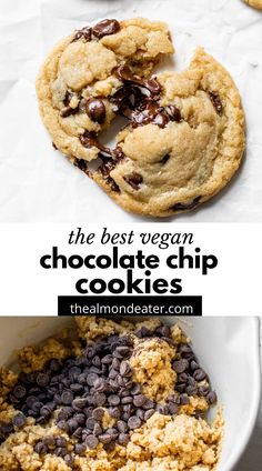 the best vegan chocolate chip cookies are made with only 3 ingredients and they're so good to eat