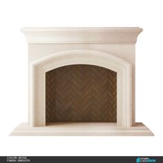 an image of a white fireplace with bricks on the top and bottom shelf in front