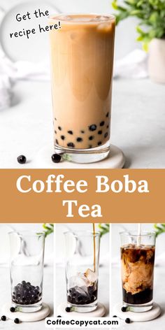 coffee boba tea recipe with four different shots