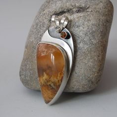 Graveyard Point Plume Agate, Silver and Citrine Pendant  J-2253 Unique Untreated Sterling Silver Gemstones, Elegant Untreated Oval Pendant Jewelry, Elegant Untreated Pendant Jewelry, Sterling Silver Pendant Necklace With Natural Stones, Silversmith Necklace, Sterling Silver Jewelry With Large Amber Stone, Artisan Agate Jewelry With Polished Finish, Nature-inspired Sterling Silver Jewelry With Large Stone, Unique Carnelian Jewelry With Large Stone