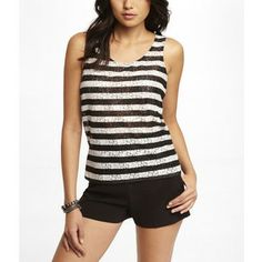 Express Striped Lace Tank Women Sportswear, Teenage Outfits, Sports Clothes, Teenager Outfits, Suits Coats, Lace Tank, Stitch Fix Style